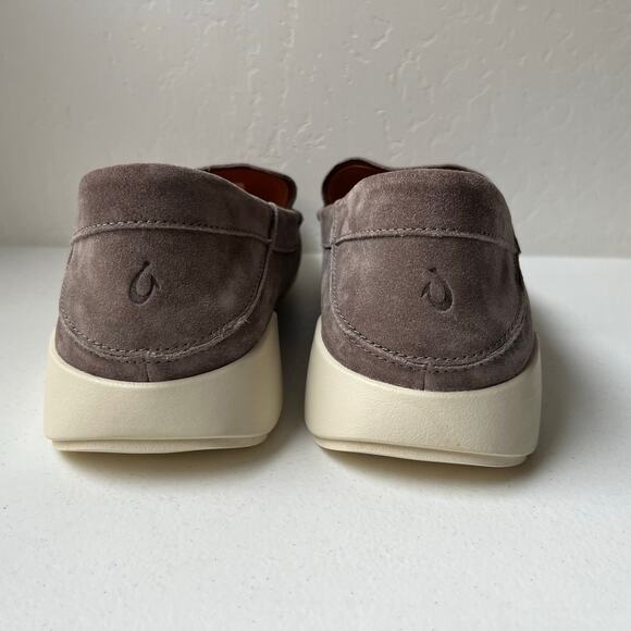 Olukai Ka\'a Suede Loafers Men\'s 14 Gray Drop-In Heel Minimalist Old Money NEW main image 7